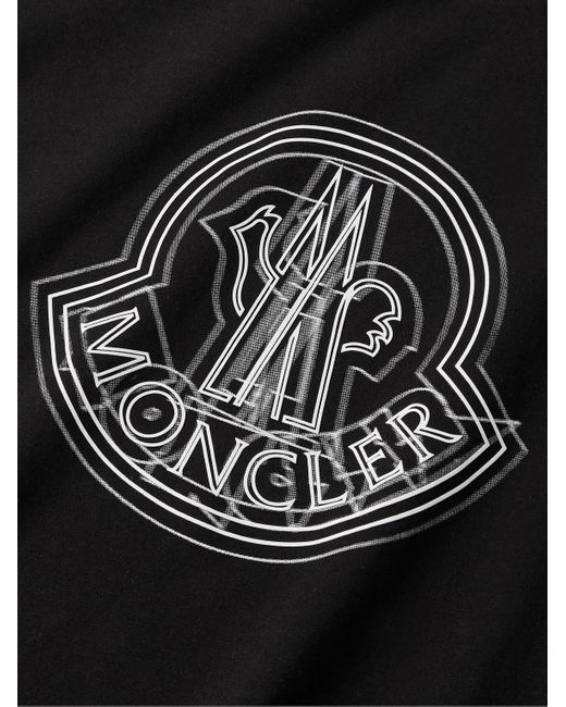 Moncler T-Shirt aus Baumwoll-Jersey mit Logoapplikation und Print in Black für Herren