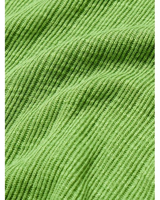 Frescobol Carioca Green Joaquim Ribbed Cotton-blend Polo Shirt for men