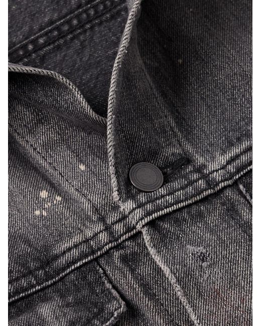 John Elliott Gray Thumper Type Iii Distressed Paint-Splattered Selvedge Denim Trucker Jacket for men