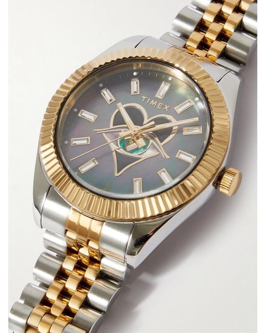 Timex Jacquie Aiche 36 mm gold- und silberfarbene Uhr in Metallic für Herren