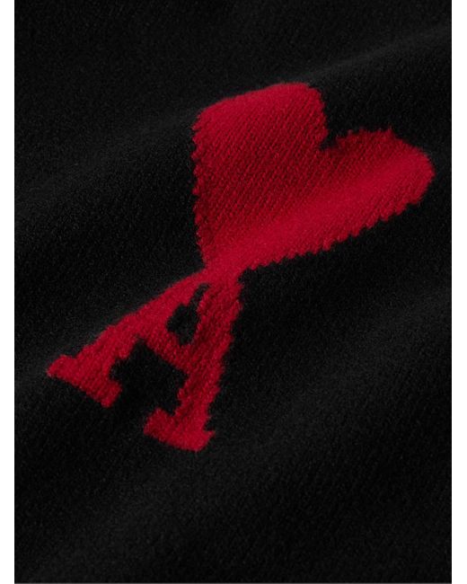 Pullover in lana vergine con logo a intarsio ADC di AMI in Black da Uomo