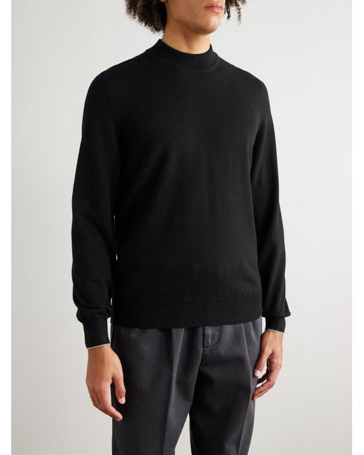 Brunello Cucinelli Black Cashmere Rollneck Sweater for men