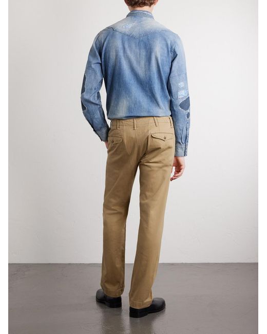 RRL Natural Straight-Leg Cotton-Twill Trousers for men