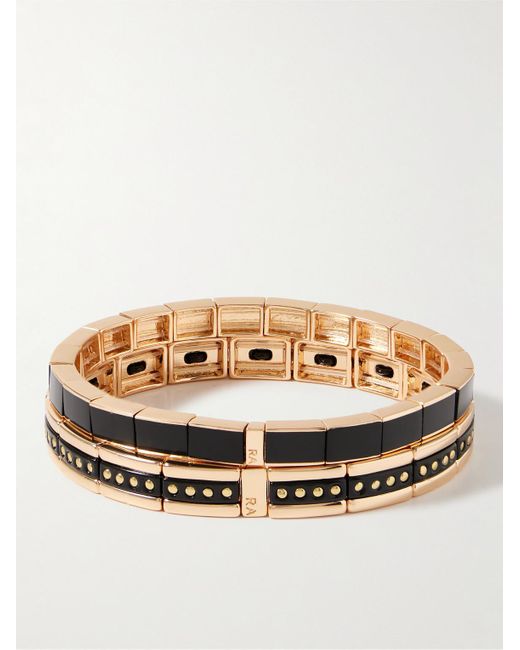 Roxanne Assoulin Metallic Set Of Two Gold-tone And Enamel Beaded Bracelets for men