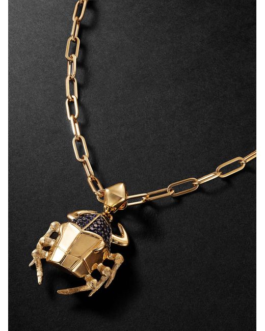 Collana con pendente in oro 18 carati con zaffiri e spinello Jitterbug Toro Beetle di Stephen Webster in Black da Uomo