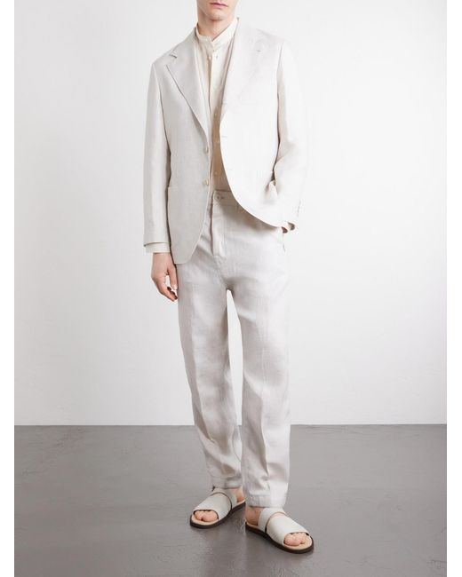 Brunello Cucinelli White Linen-Twill Suit Jacket for men
