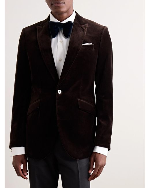 Favourbrook Black Newport Cotton-Velvet Tuxedo Jacket for men