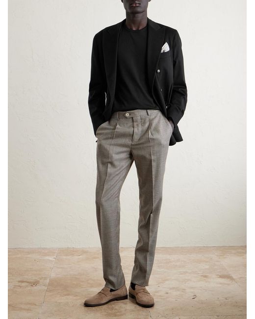Brunello Cucinelli Black Ribbed Jersey T-Shirt for men