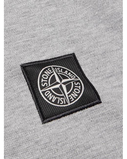 Stone Island Gray Logo-appliquéd Cotton-blend Piqué Polo Shirt for men