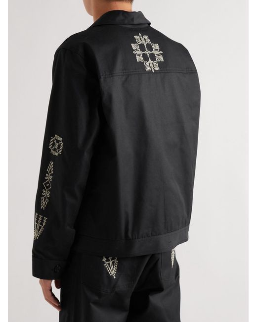 Adish Black Makhlut Embroidered Cotton-Twill Jacket for men