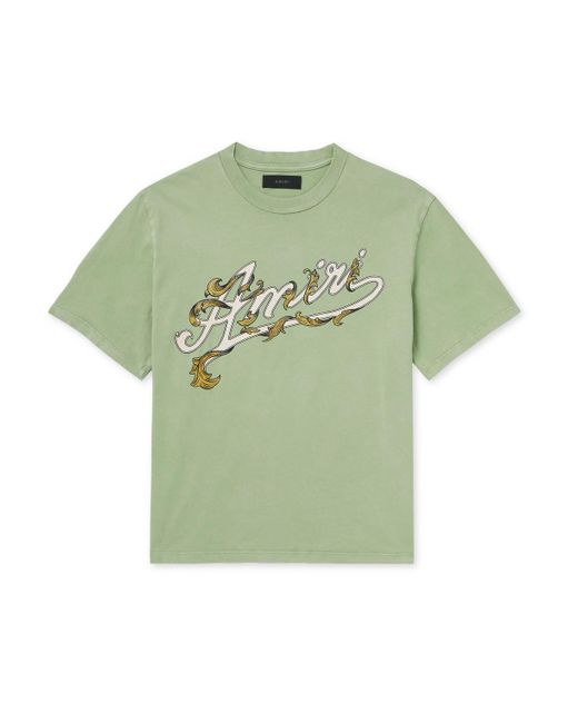 Amiri Green Filigree Logo-print Cotton-jersey T-shirt for men