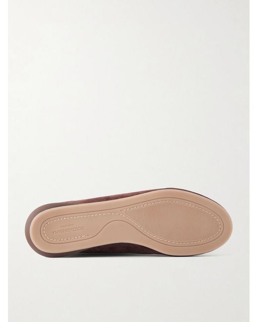 Dolce & Gabbana Brown Leather-Trimmed Suede Sneakers for men