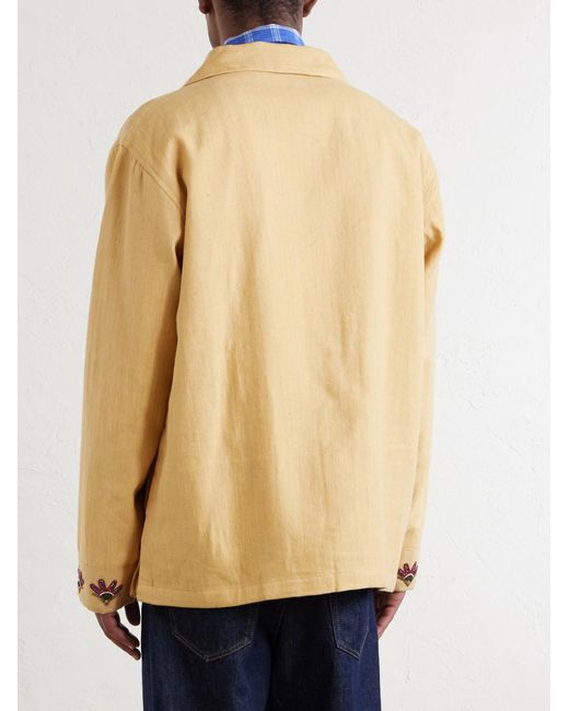 Kartik Research Natural Jaisalmer Embroidered Linen Jacket for men