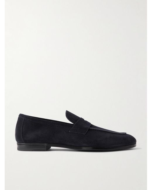 Tom Ford Blue Suede Penny Loafers for men