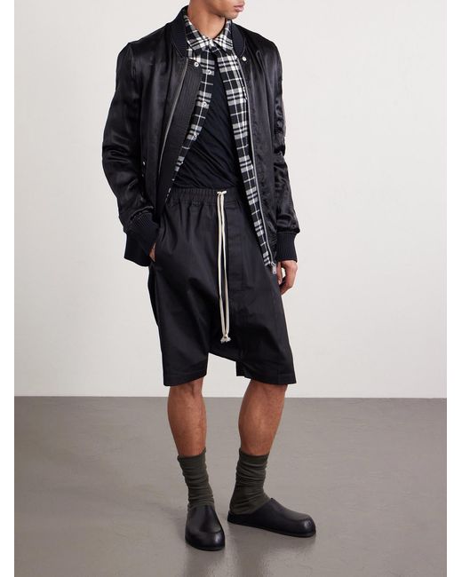 Rick Owens Black Rick's Pods Straight-leg Organic Cotton-blend Poplin Shorts for men