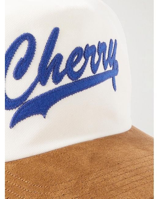 CHERRY LA Blue Logo-Appliquéd Cotton-Twill And Suede Baseball Cap for men