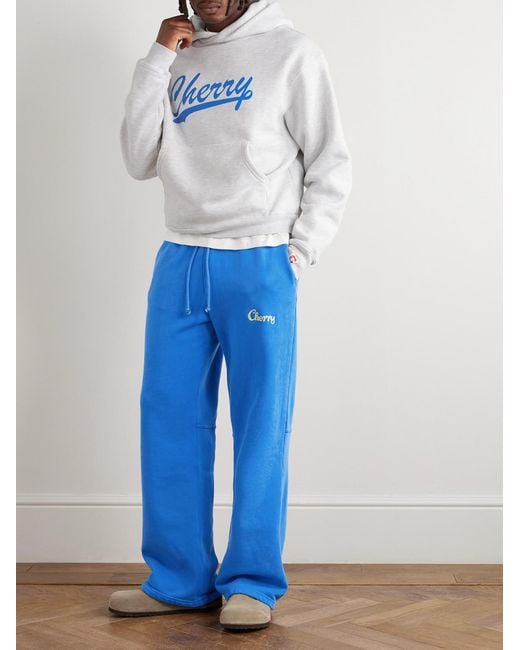 CHERRY LA White Logo-print Cotton-blend Jersey Hoodie for men