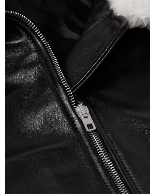 Nili Lotan Black Elias Shearling-trimmed Leather Bomber Jacket for men