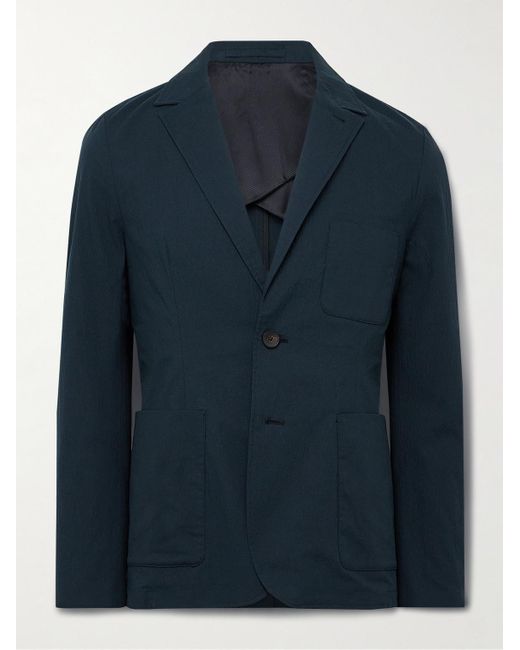 Mr P. Blue Cotton-blend Seersucker Suit Jacket for men