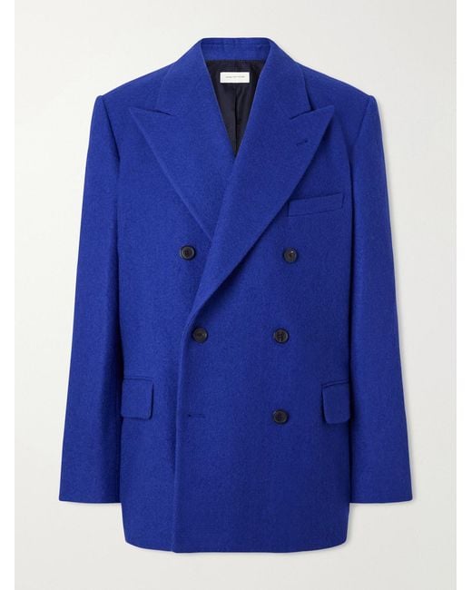 Dries Van Noten Blue Bosier Double-Breasted Wool Blazer for men