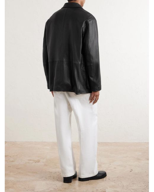 Auralee Black Full-grain Leather Jacket for men
