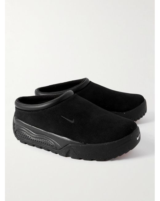 Nike Black Acg Rufus Leather-Trimmed Suede Slip-On Sneakers for men