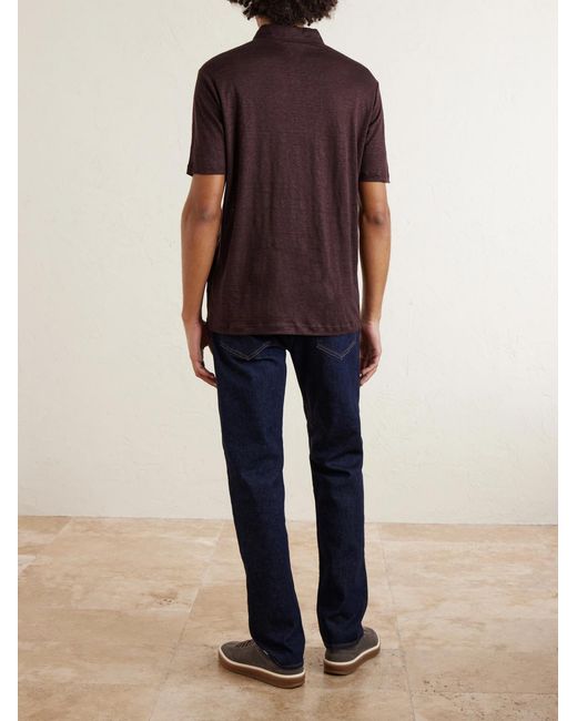 Loro Piana Red Linen Polo Shirt for men