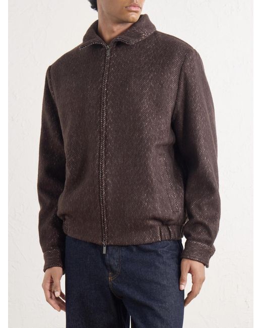 Altea Brown Arden Herringbone Blouson Jacket for men