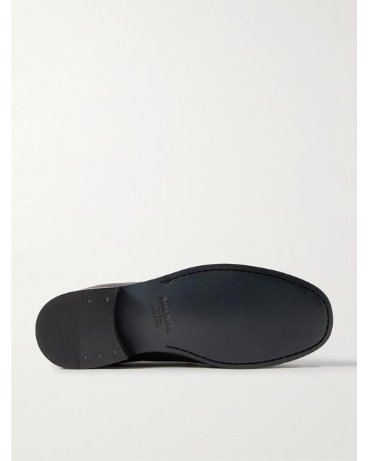 Acne Black Logo-Print Burnished-Leather Loafers for men
