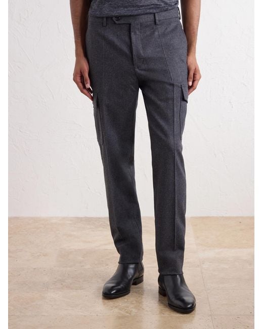 Slowear Gray Straight-Leg Brushed Wool-Blend Trousers for men
