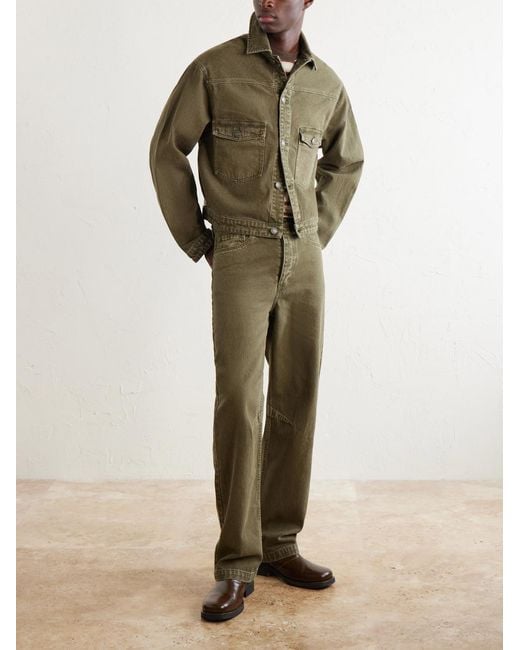 MANAAKI Green Pita Garment-Dyed Organic Denim Jacket for men