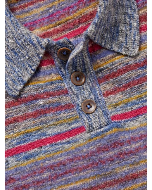 The Elder Statesman Red Explorer Striped Cashmere-Blend Polo Sweater for men