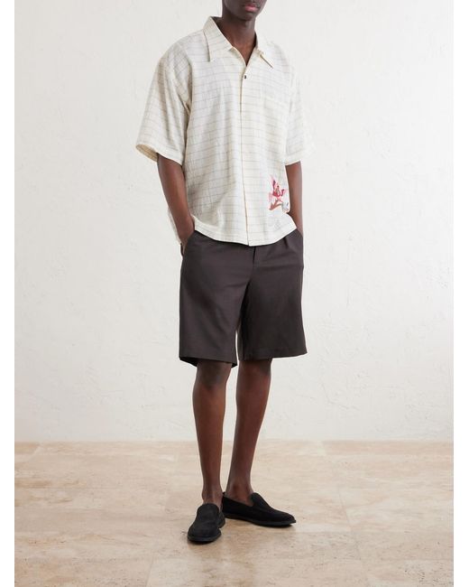 Kardo White Rohit Embroidered Checked Cotton Shirt for men