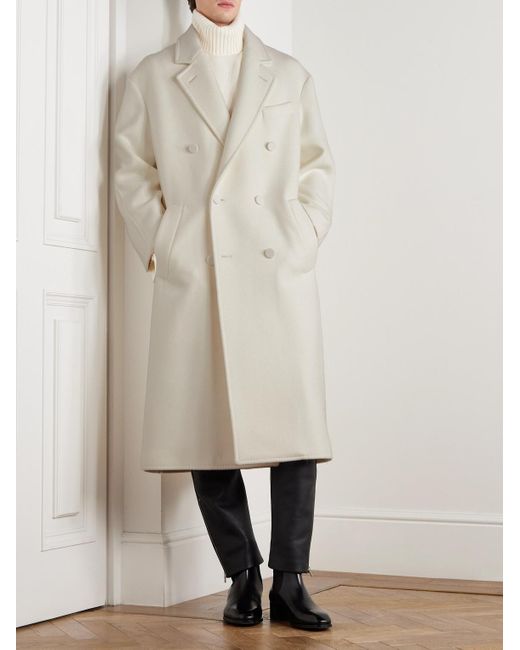 Tom Ford White Double-Breasted Cashmere Coat for men