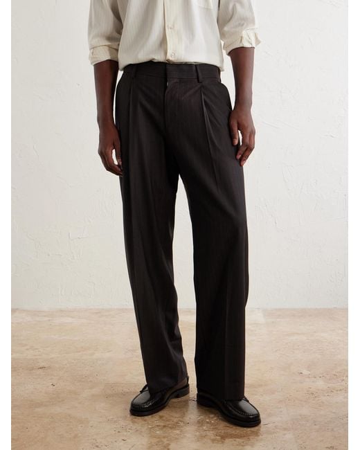 NN07 Blue Kay 10037 Straight-Leg Pleated Woven Trousers for men
