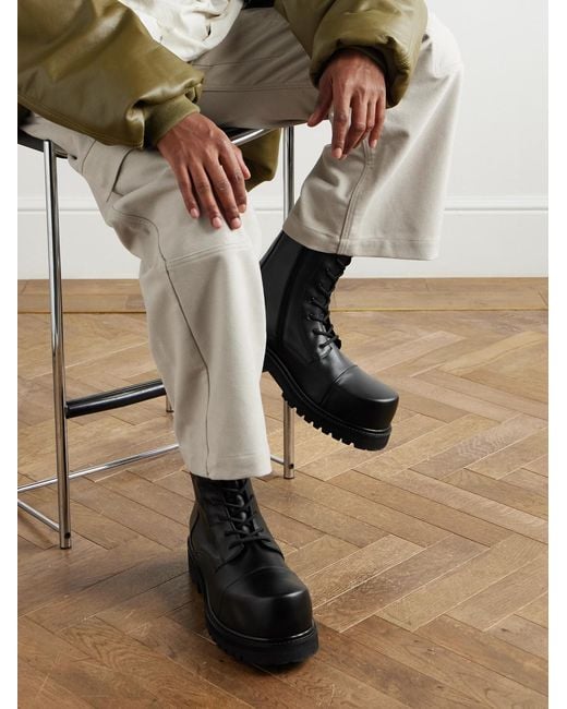 Vetements Black Stomp Leather Combat Boots for men