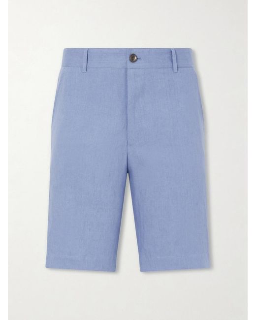 Paul Smith Blue Straight-Leg Linen Shorts for men