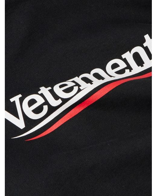 Vetements Black Oversized Logo-print Cotton-blend Jersey Hoodie for men