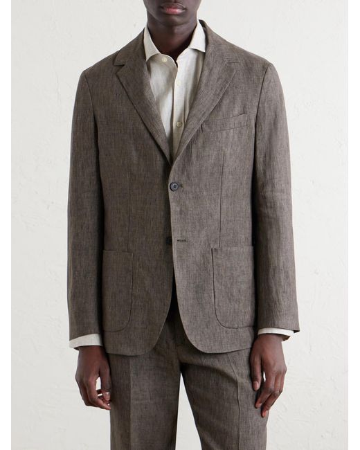 Sunspel Brown Linen Suit Jacket for men