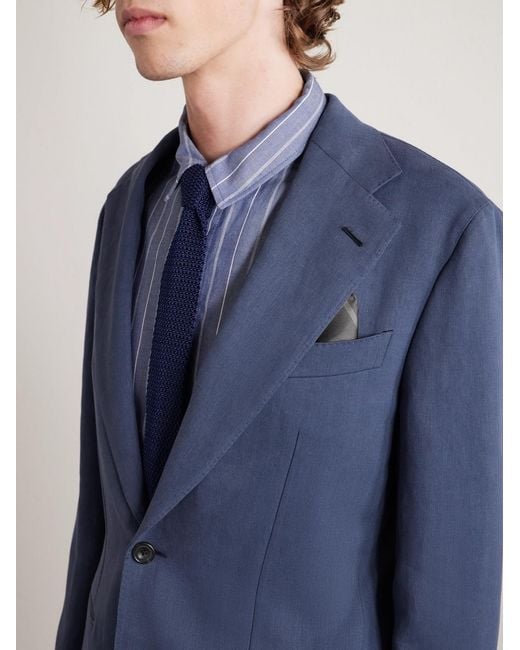 Thom Sweeney Blue Linen Suit for men