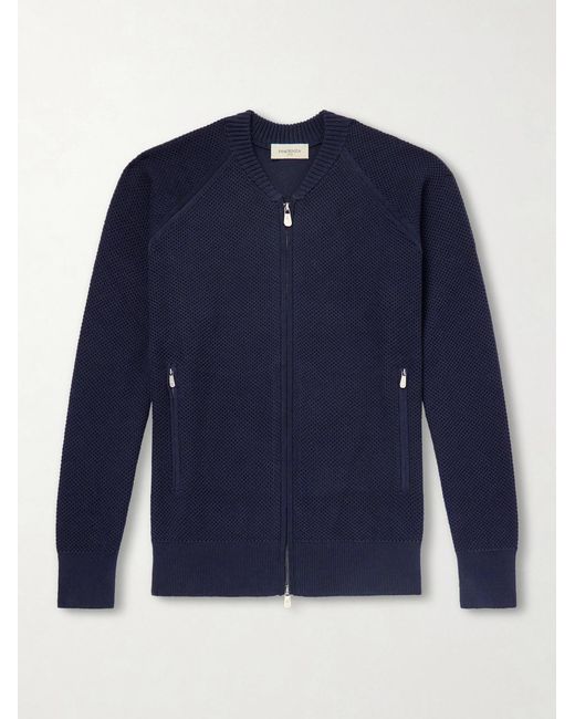 Piacenza 1733 Blue Slim-Fit Honeycomb-Knit Cotton Bomber Jacket for men