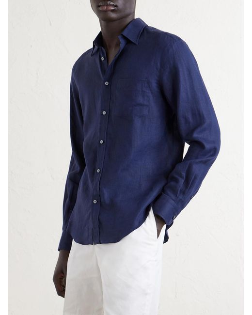 Dunhill Blue Linen Shirt for men