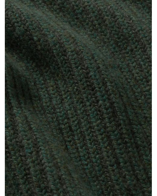 Loro Piana Green Ribbed Mélange Cashmere Sweater for men