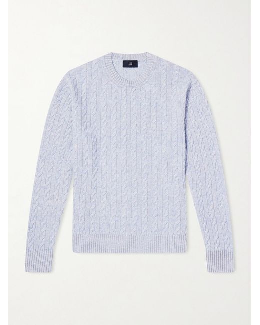 Dunhill Blue Cable-knit Cashmere And Linen-blend Sweater for men