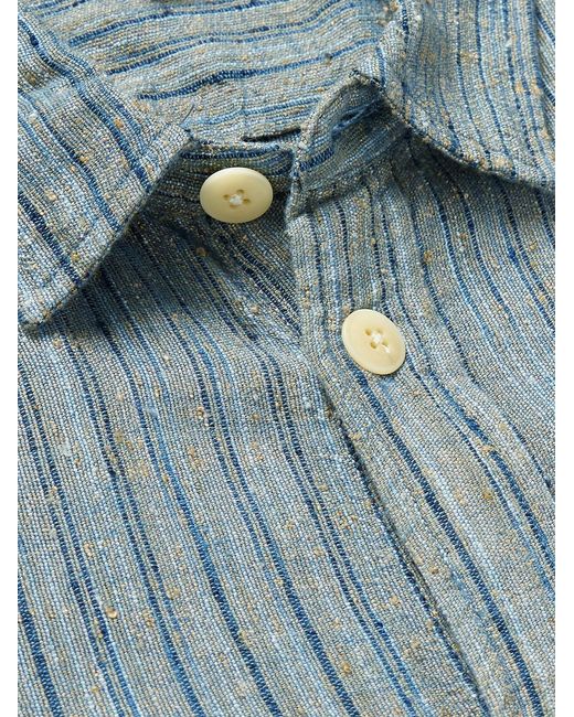 Corridor NYC Blue Beachside Striped Jacquard Shirt for men
