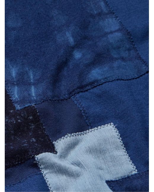 Blue Blue Japan Blue Patchwork Indigo-dyed Cotton-jersey T-shirt for men