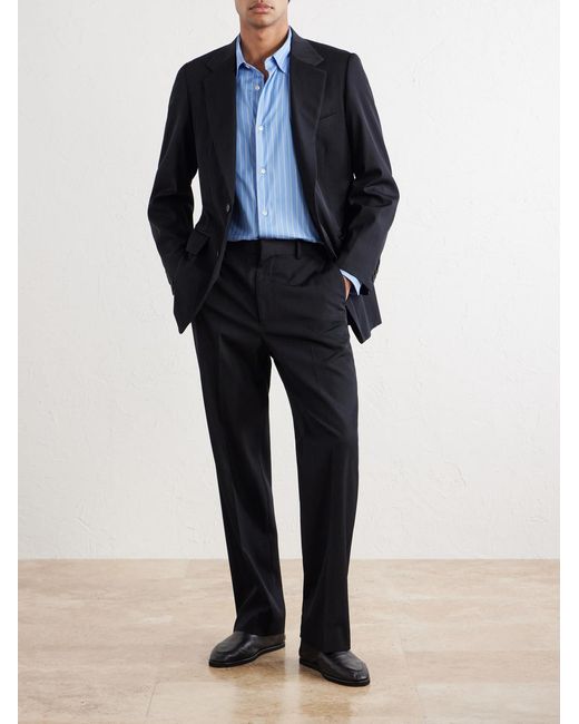 Auralee Blue Straight-Leg Wool-Gabardine Trousers for men