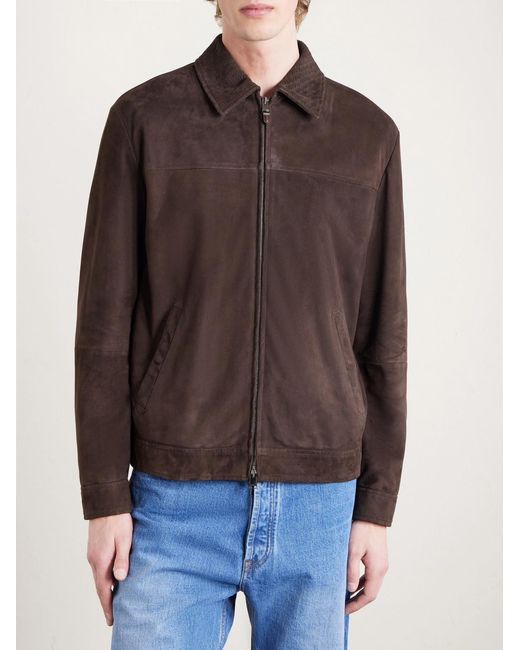 Canali Brown Woven Suede Jacket for men