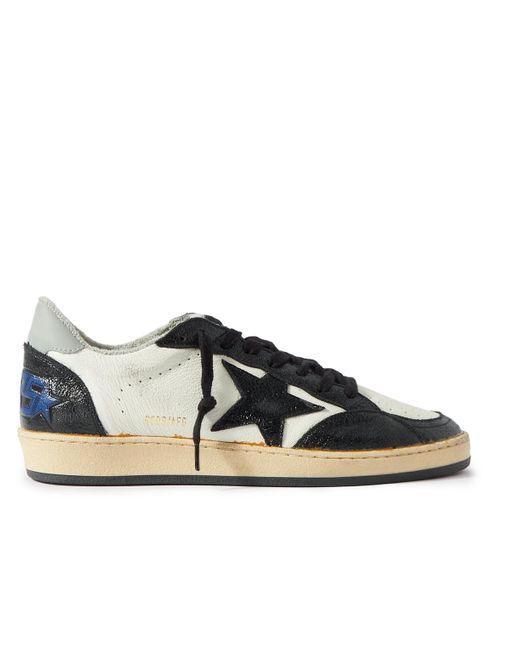 Golden Goose Deluxe Brand Black Ball Star Distressed Leather And Shell Sneakers for men