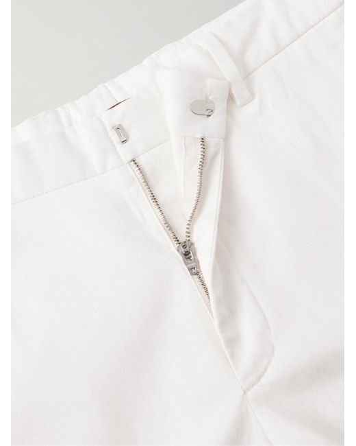 Zegna White Slim-fit Straight-leg Cotton-twill Trousers for men